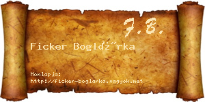 Ficker Boglárka névjegykártya